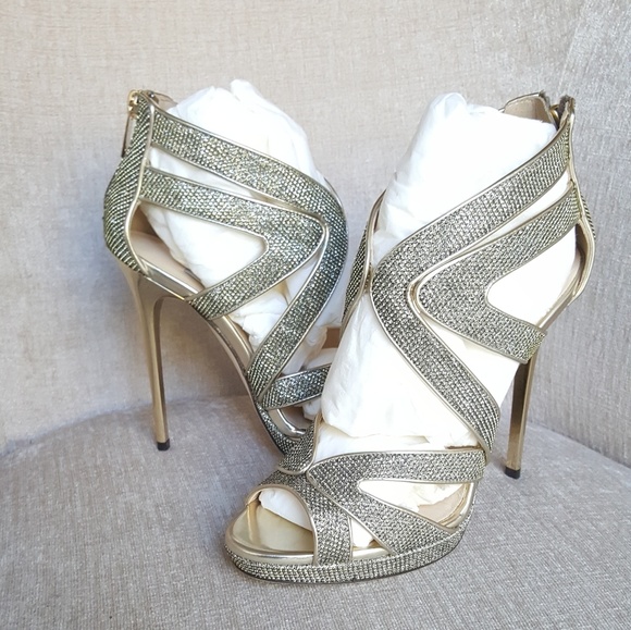 NIB Jimmy Choo Bronze Lame Collar Pumps - Picture 3 of 8